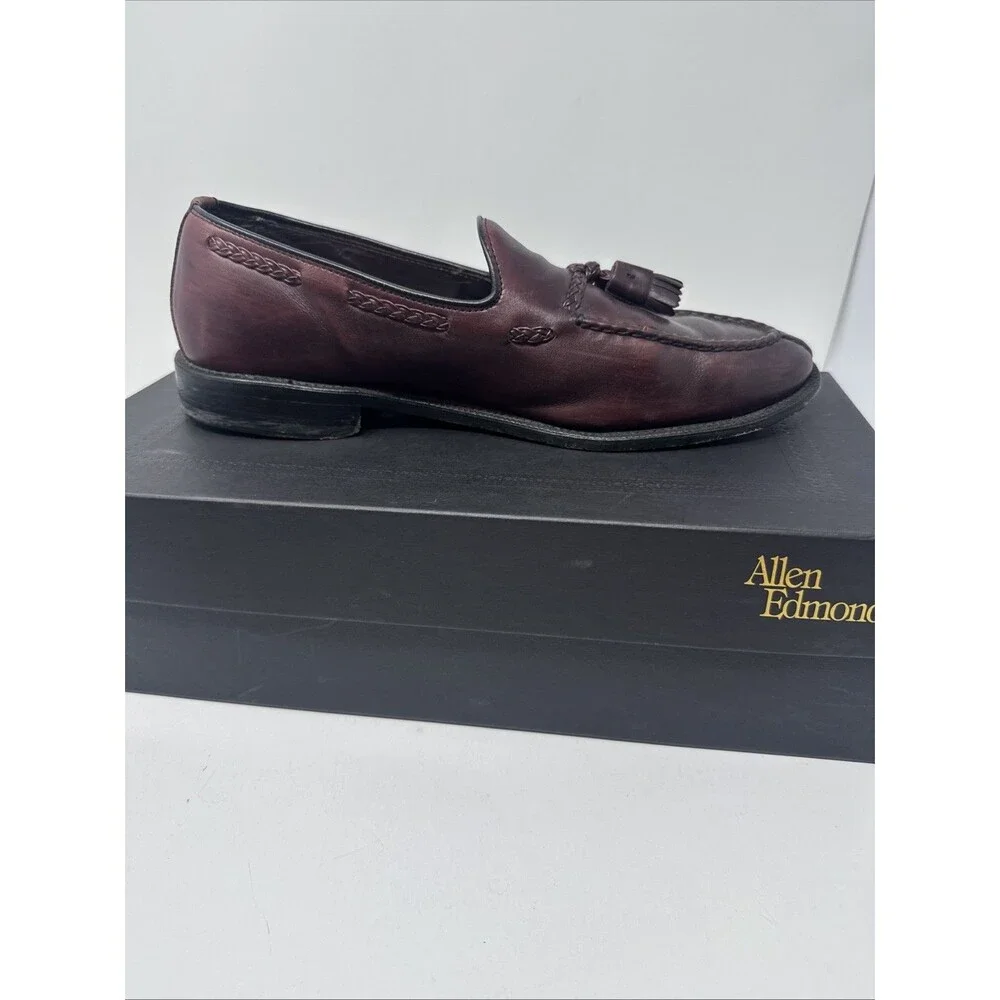 Allen Edmonds The Adams Independence Collection Burgundy Loafers Tassle Sz 10 D